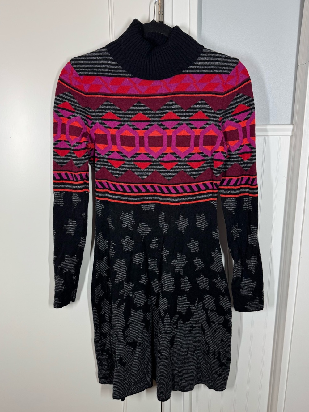 Krimson Klover sweater Dress Fair Isle Turtleneck Cabincore Wool blend Small